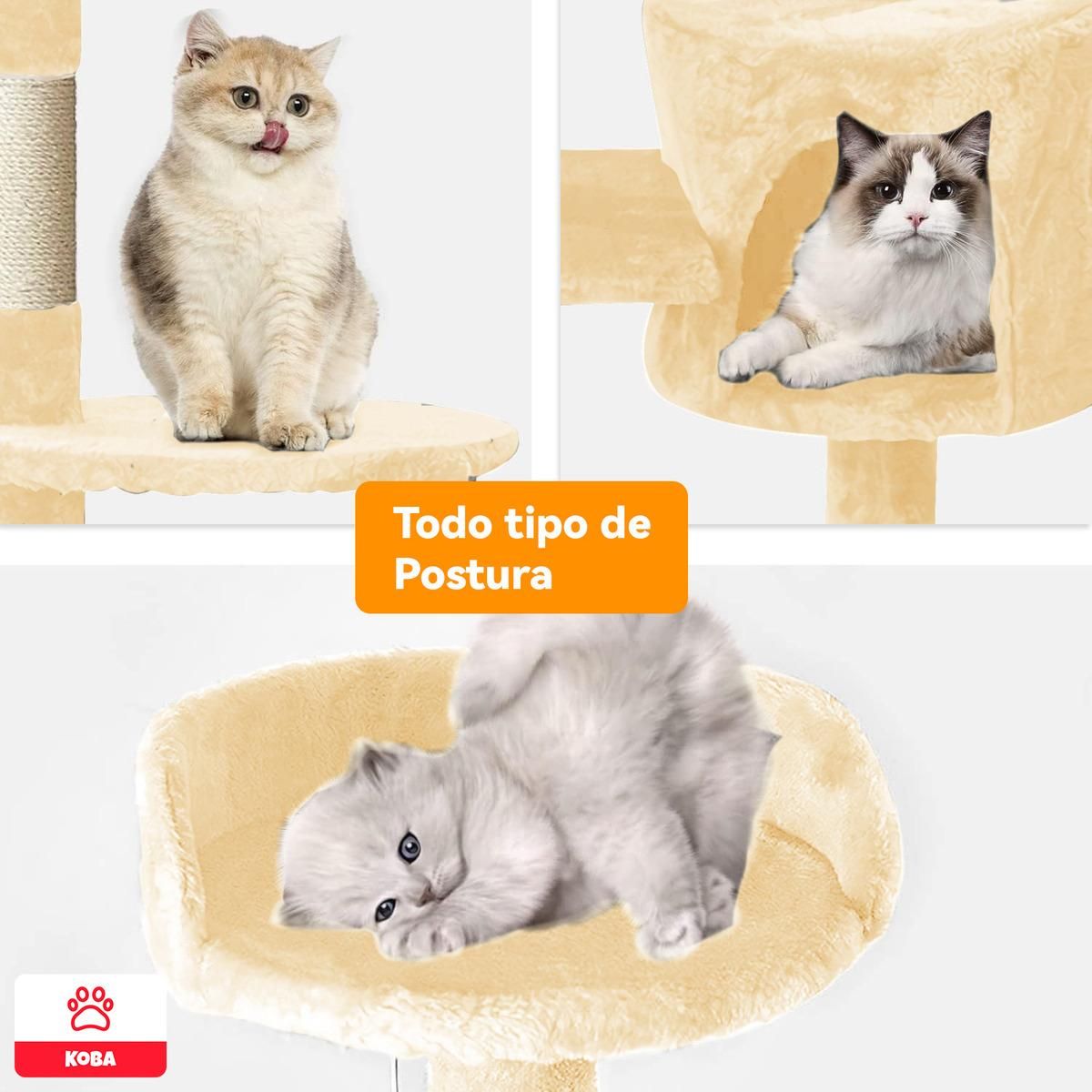 GENERICO - Torre Rascador para Gatos con Yute 116cm Beige