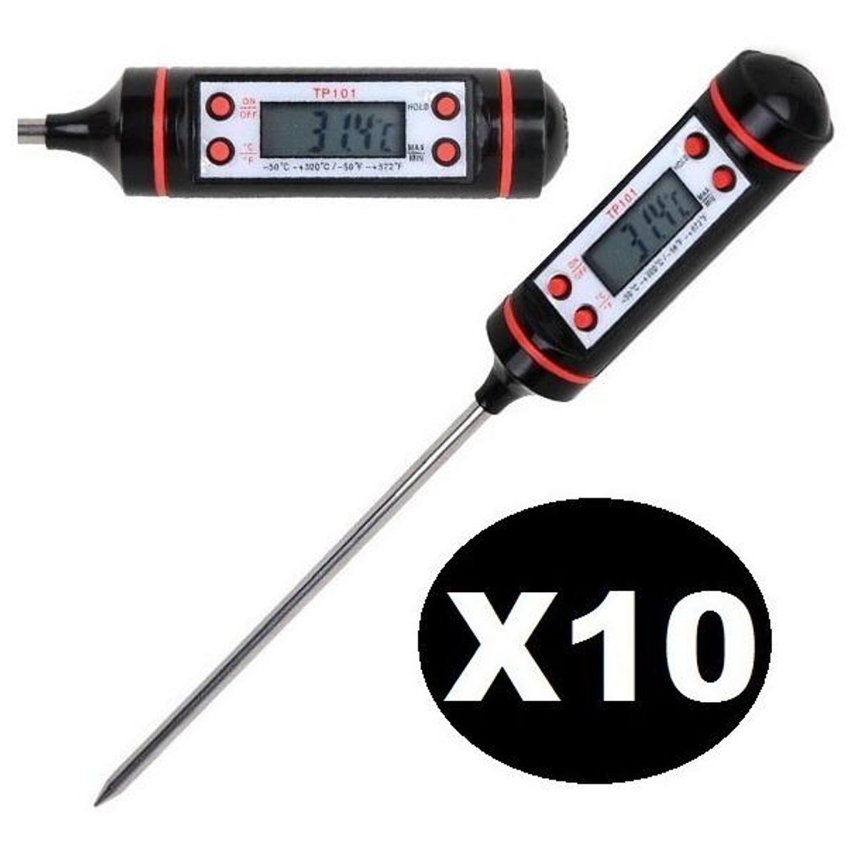 GENERICO - Termómetro Digital de Precisión para Alimentos - Pack de 10