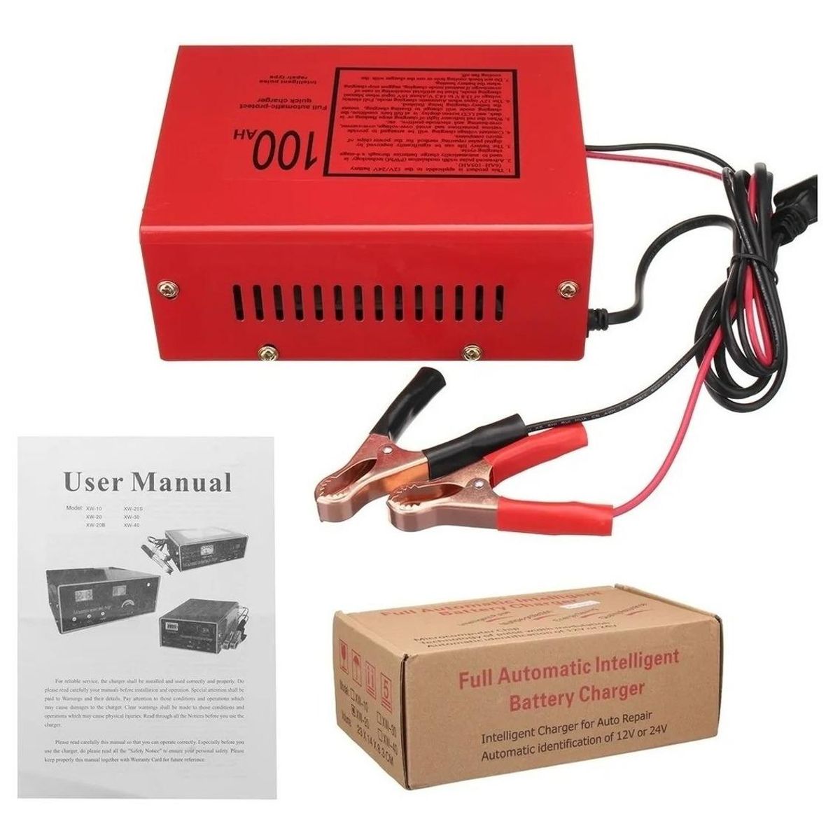 GENERICO - Cargador de Batería Automático 12V24V con Pantalla LED