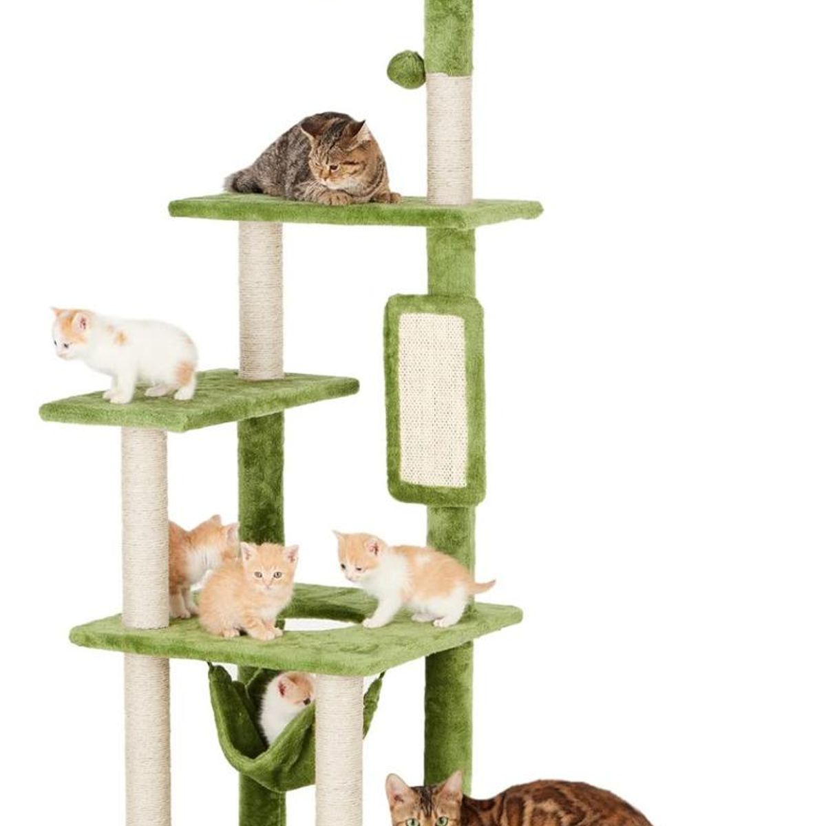 GENERICO - Rascador Para Gatos Torre de Yute con Hamaca y Juguete.