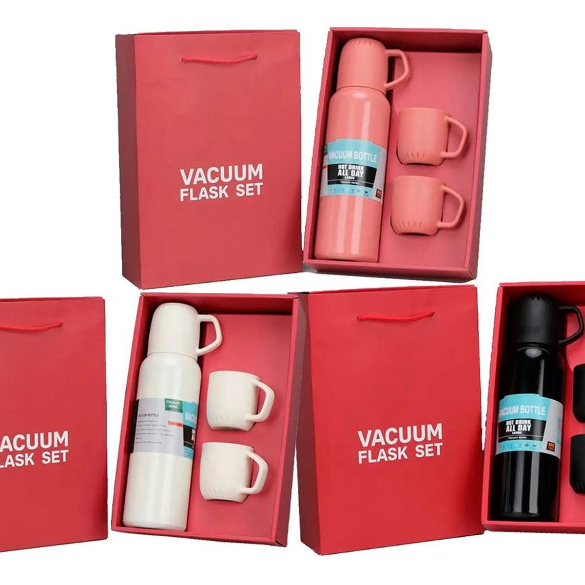 GENERICO - Termo Térmico 700ml con Tres Tazas para Bebidas Frías y Calientes