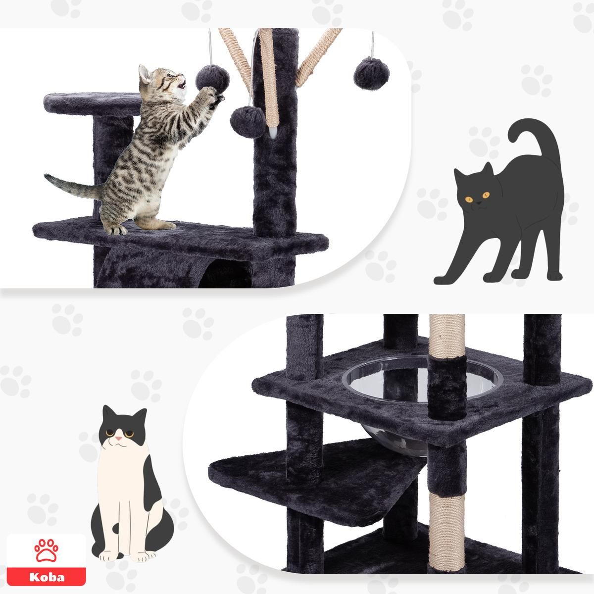 GENERICO - Torre Rascador para Gatos Multifuncional 165cm