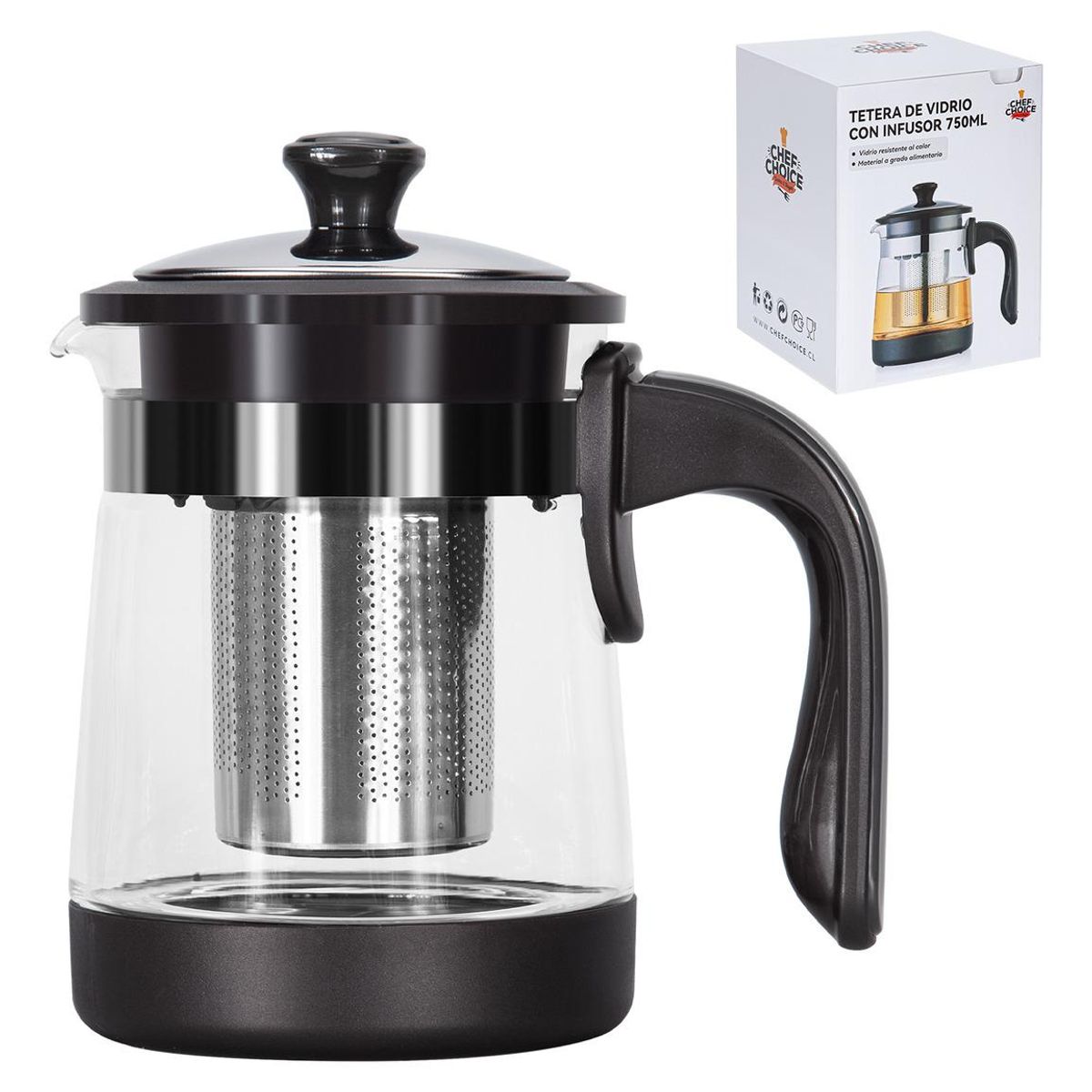 GENERICO - Tetera de Vidrio Borosilicato con Infusor 750ml