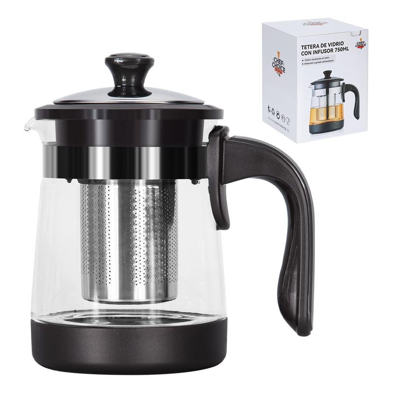 GENERICO - Tetera de Vidrio Borosilicato con Infusor 750ml