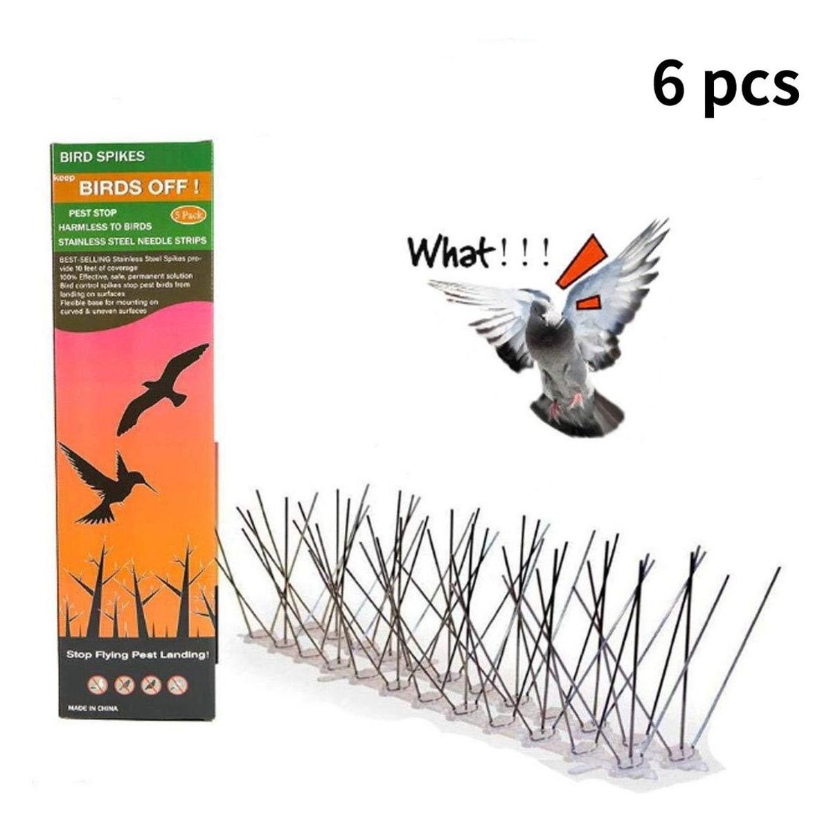 GENERICO - Pack de 6 Púas para Repeler Aves con Instalación Sencilla