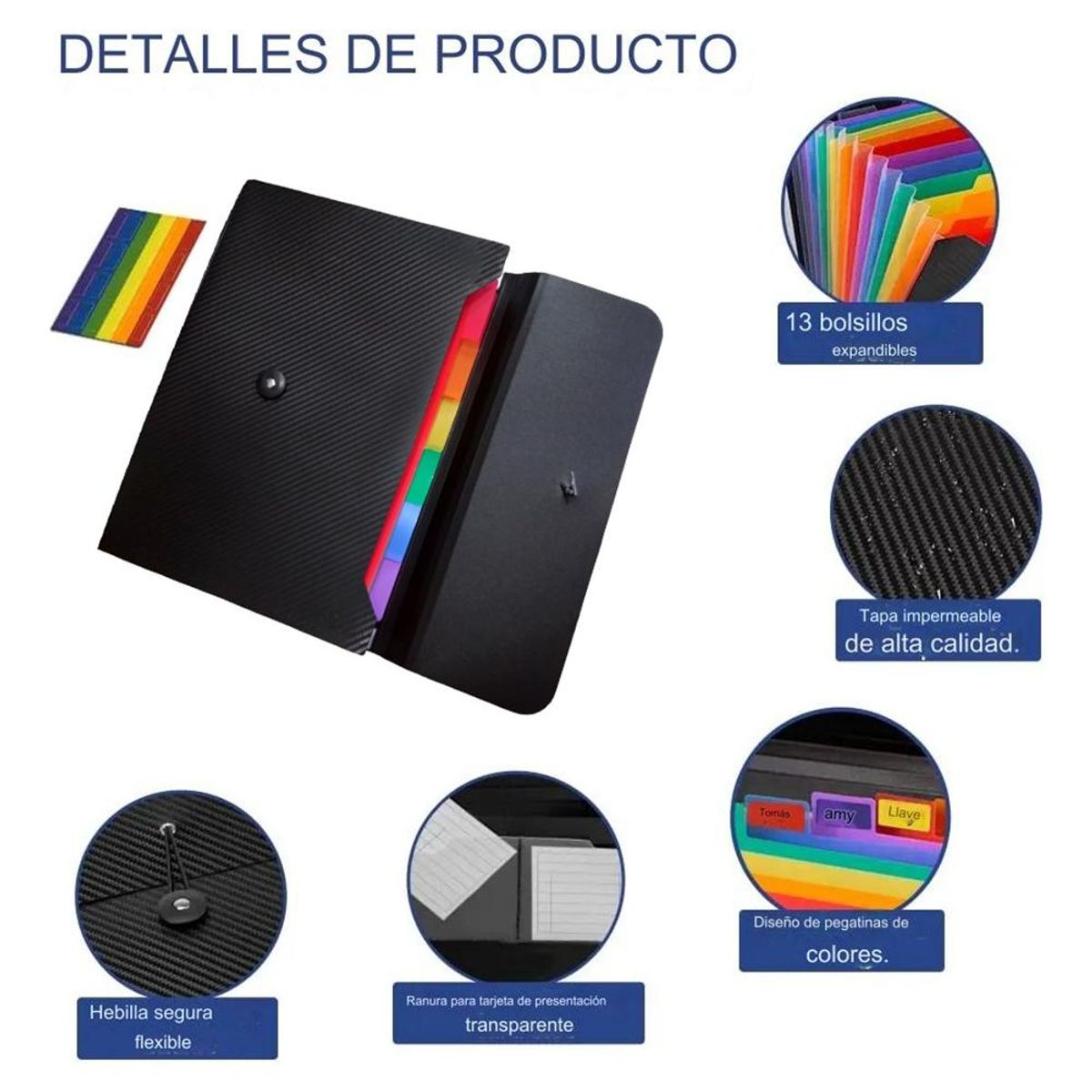 GENERICO - Carpeta Organizadora A4 Acordeón con 13 Compartimentos