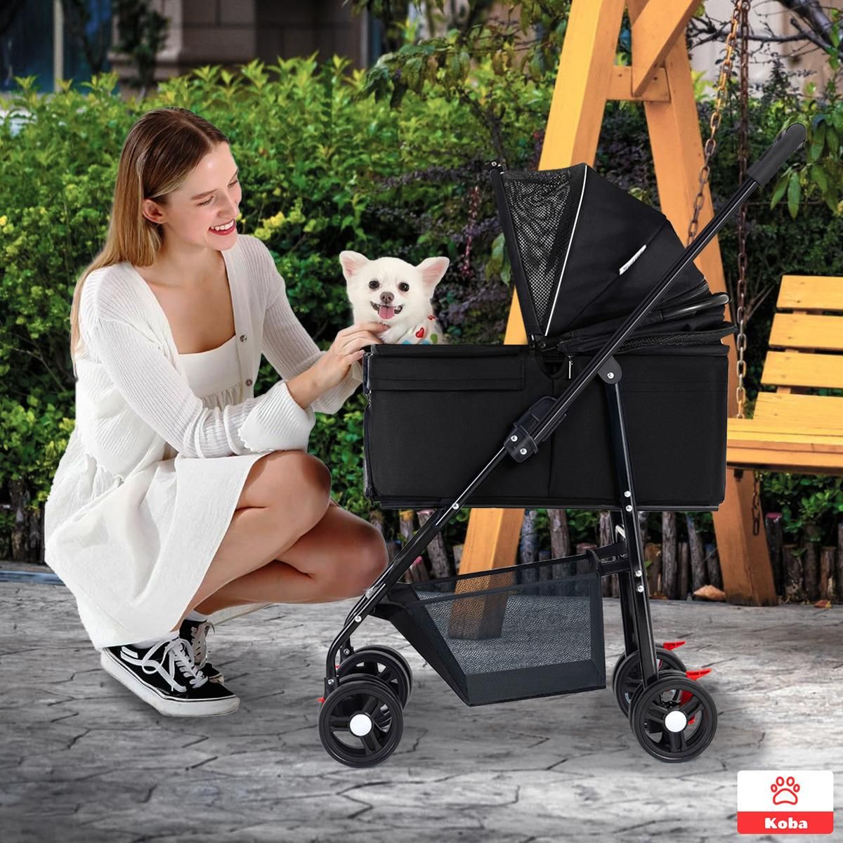 GENERICO - Coche Plegable 3 En 1 Grande Para Gatos y Perros