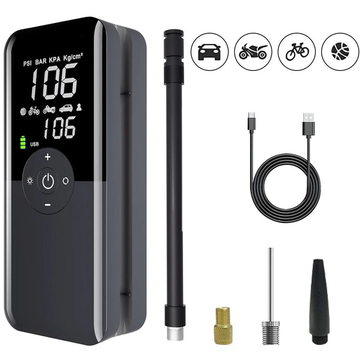 GENERICO - Compresor de Aire Portátil 90psi con Power Bank 4000mah