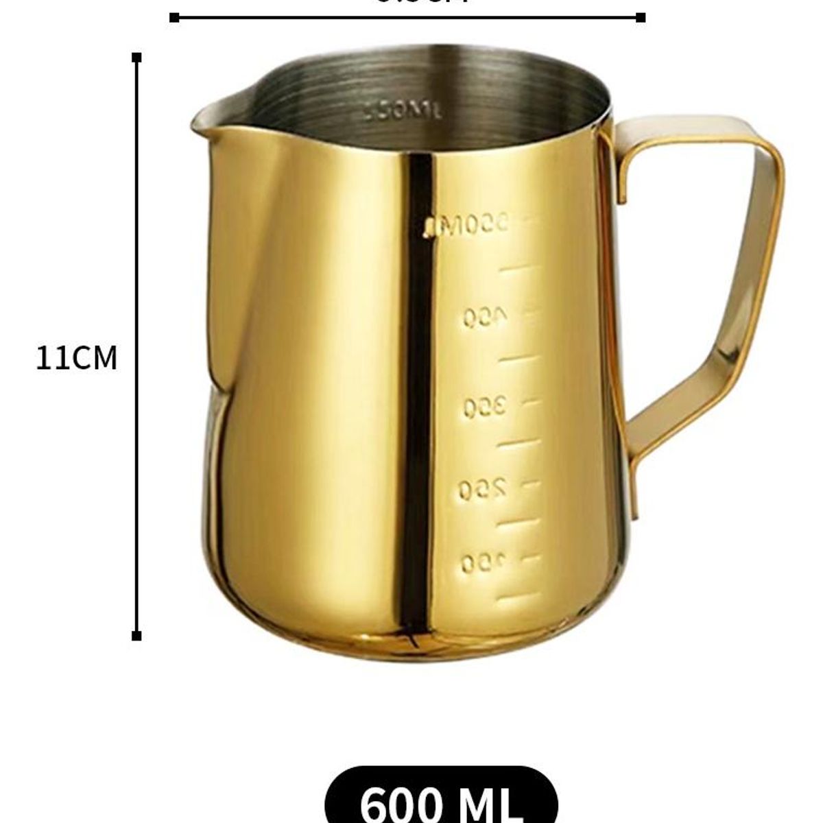 GENERICO - Jarra Lechera de Acero Inoxidable 600ml con Asa Ergonómica