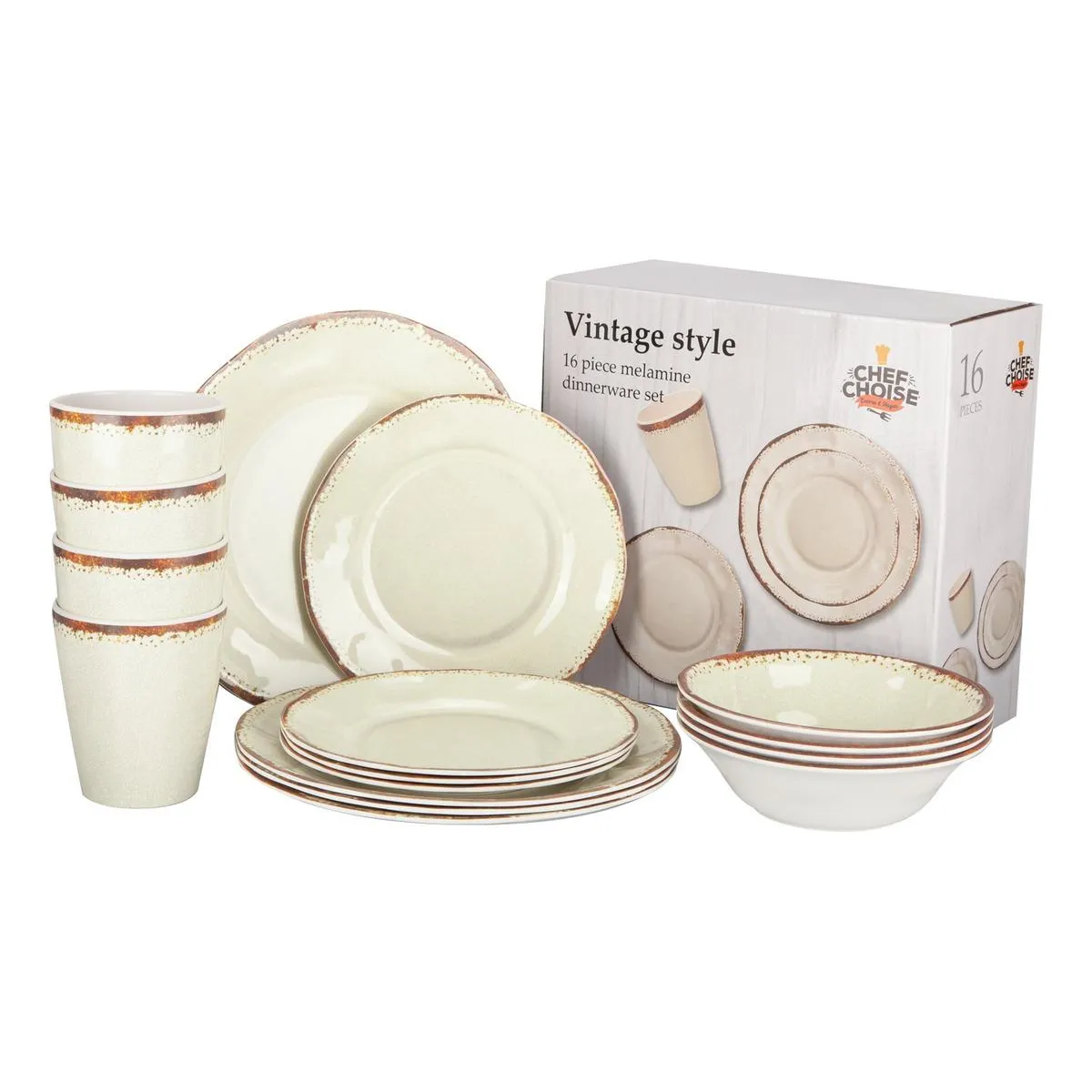 GENERICO - Juego de Vajilla Eco Amigable Melamina 16 Piezas