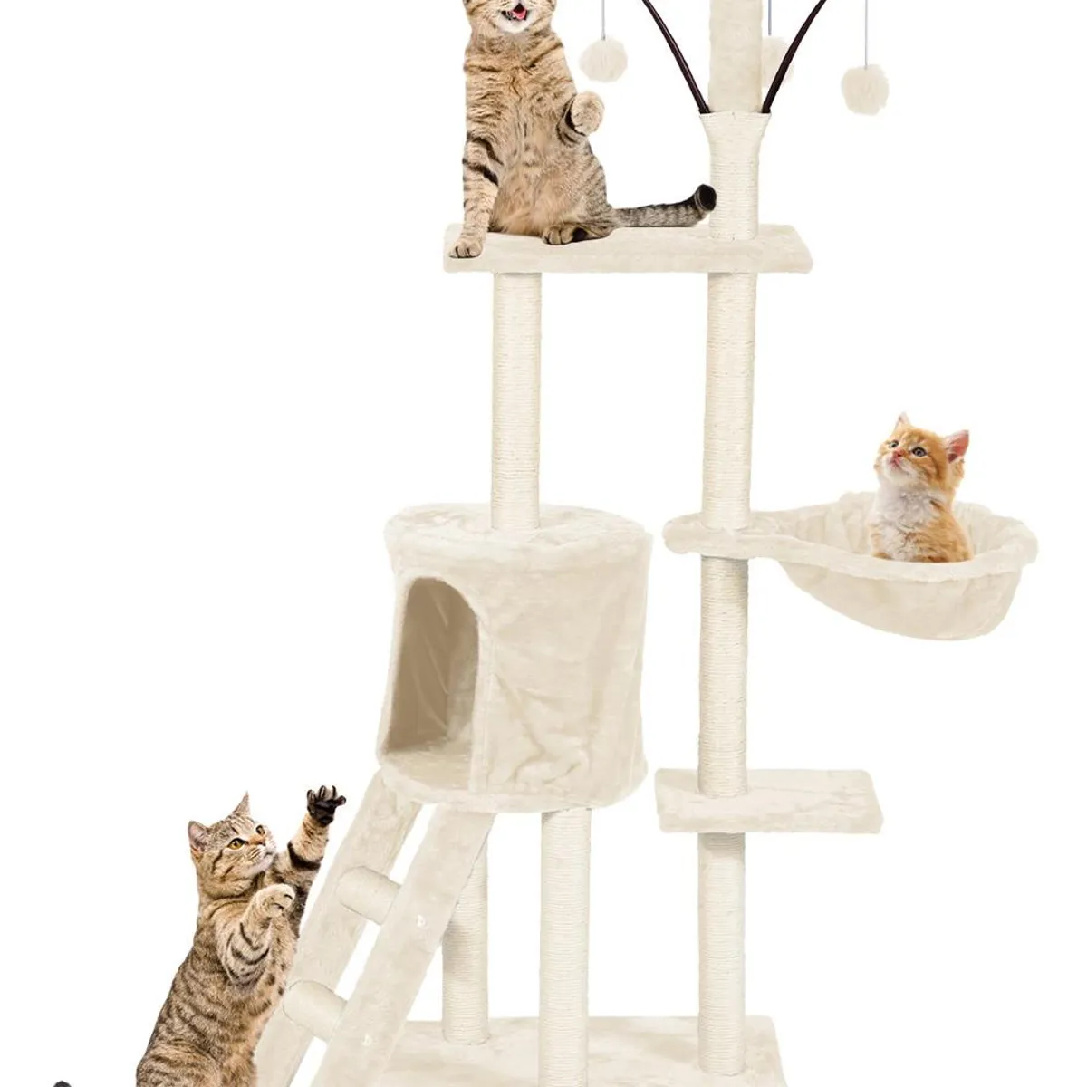 GENERICO - Torre Rascador para Gatos de 5 Niveles con Hamaca Beige
