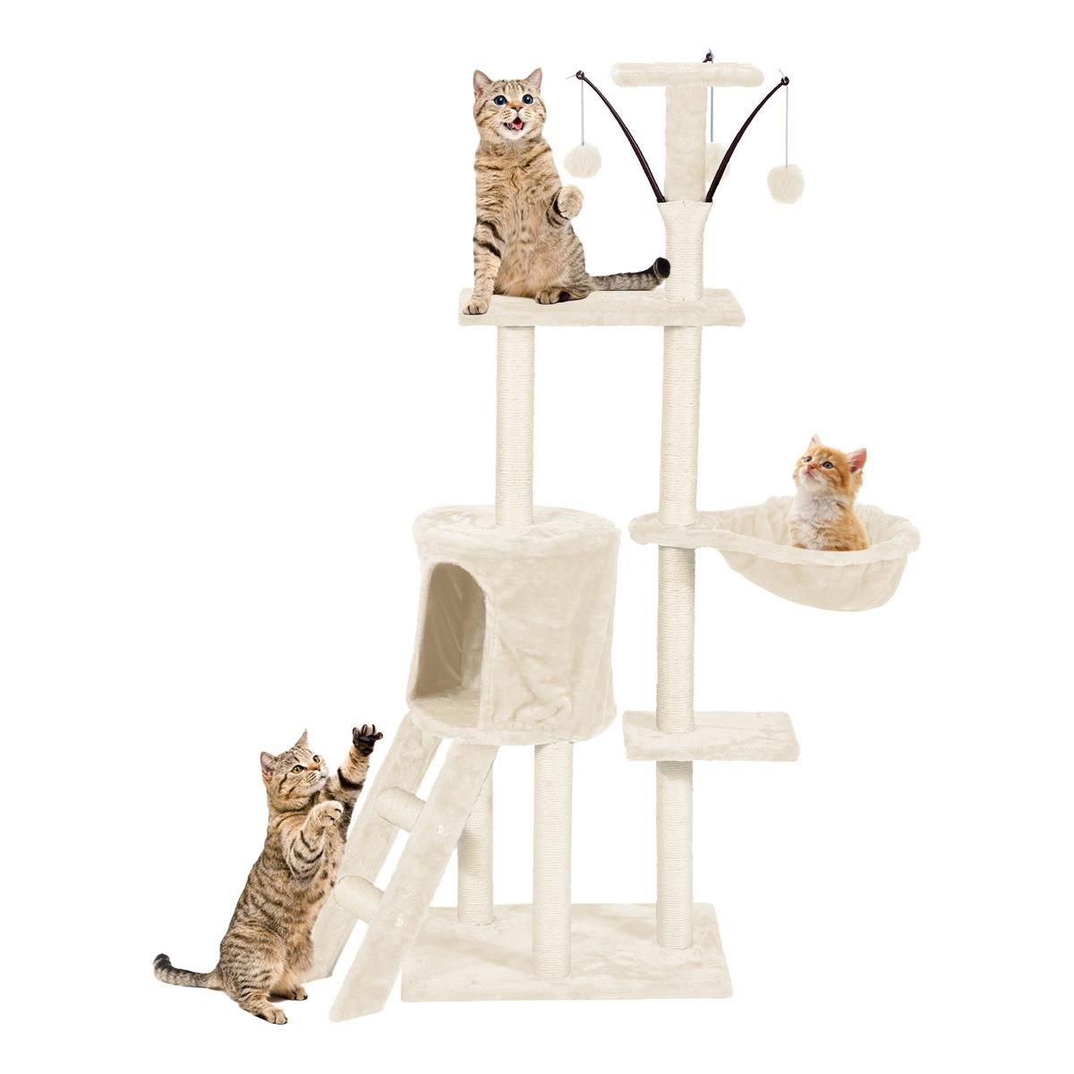 GENERICO - Torre Rascador para Gatos de 5 Niveles con Hamaca Beige