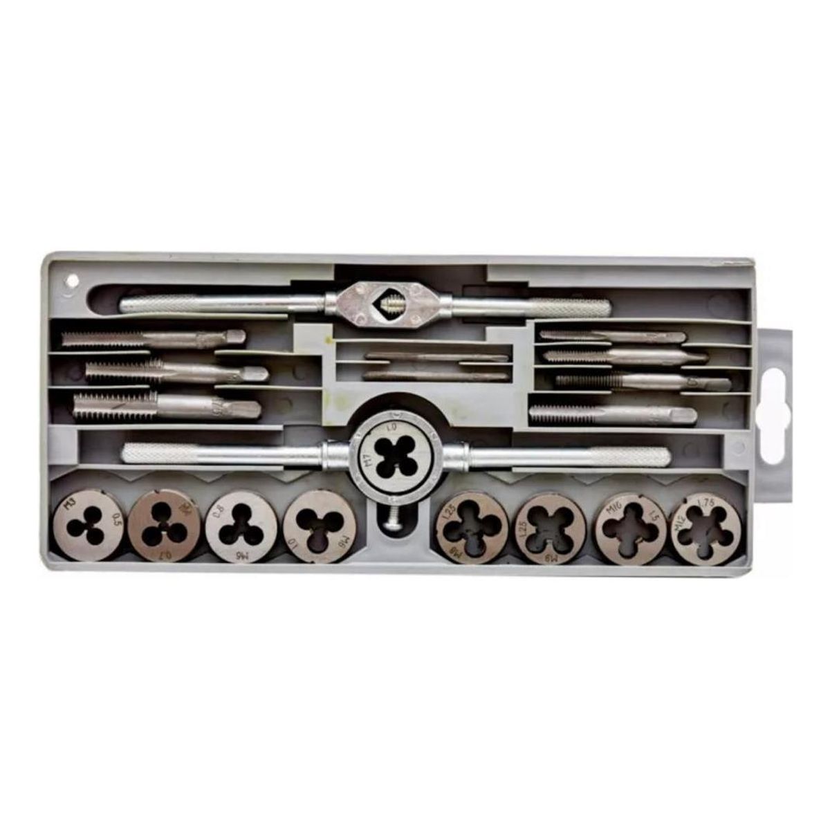 GENERICO - Juego de Machos y Cojinetes de Acero al Carbono