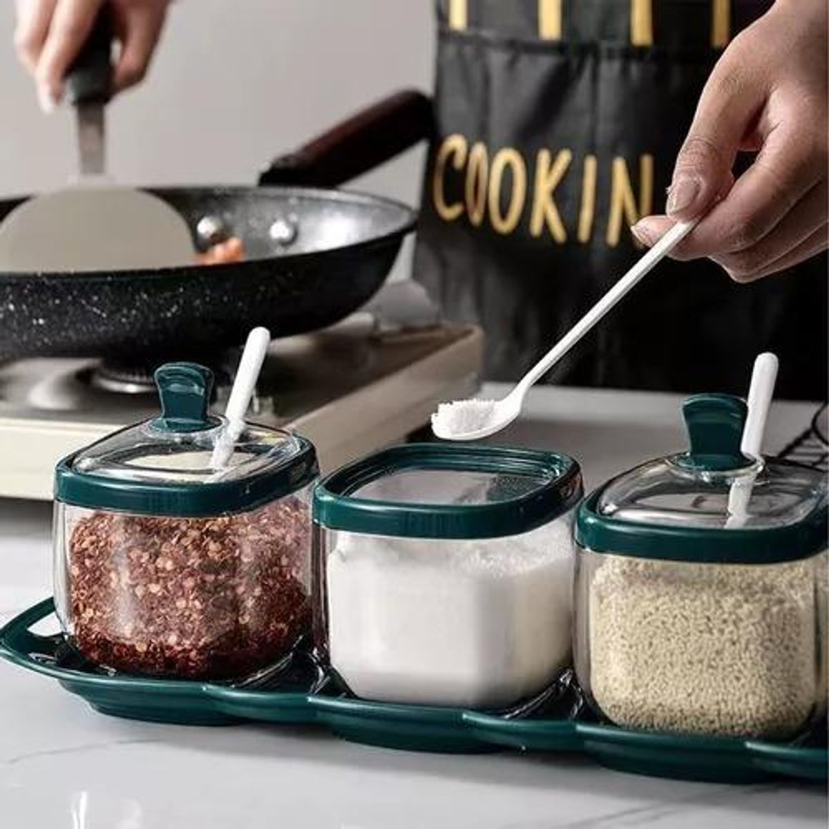 GENERICO - Set de 4 Frascos Especieros para Cocina Organizadores
