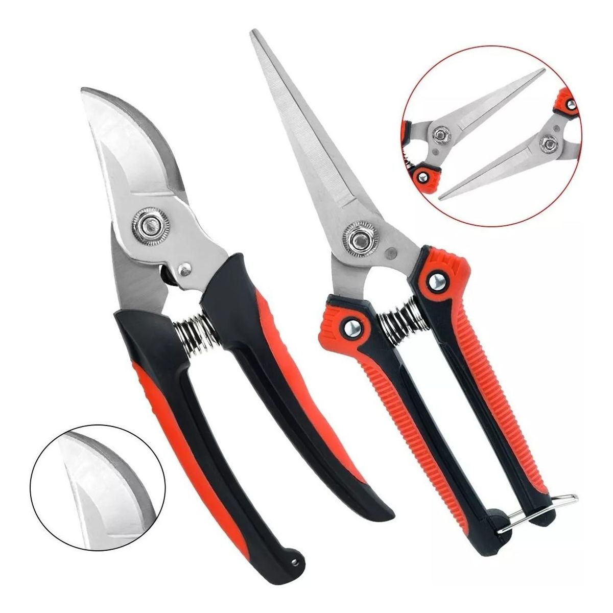 GENERICO - Tijera de Podar Ergonomica de Acero Inoxidable Color Negro