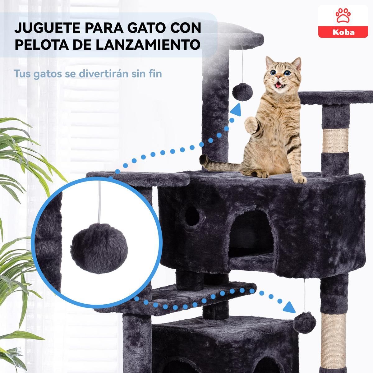 GENERICO - Torre Rascador Arbóreo para Gatos de 137 cm con Juguetes