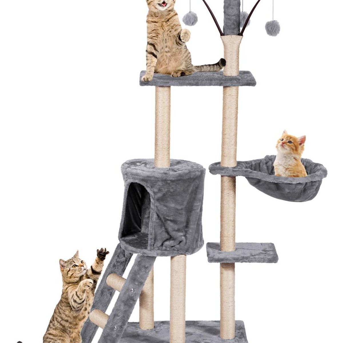 GENERICO - Torre Rascador para Gatos con Hamaca y Juguetes 138 cm