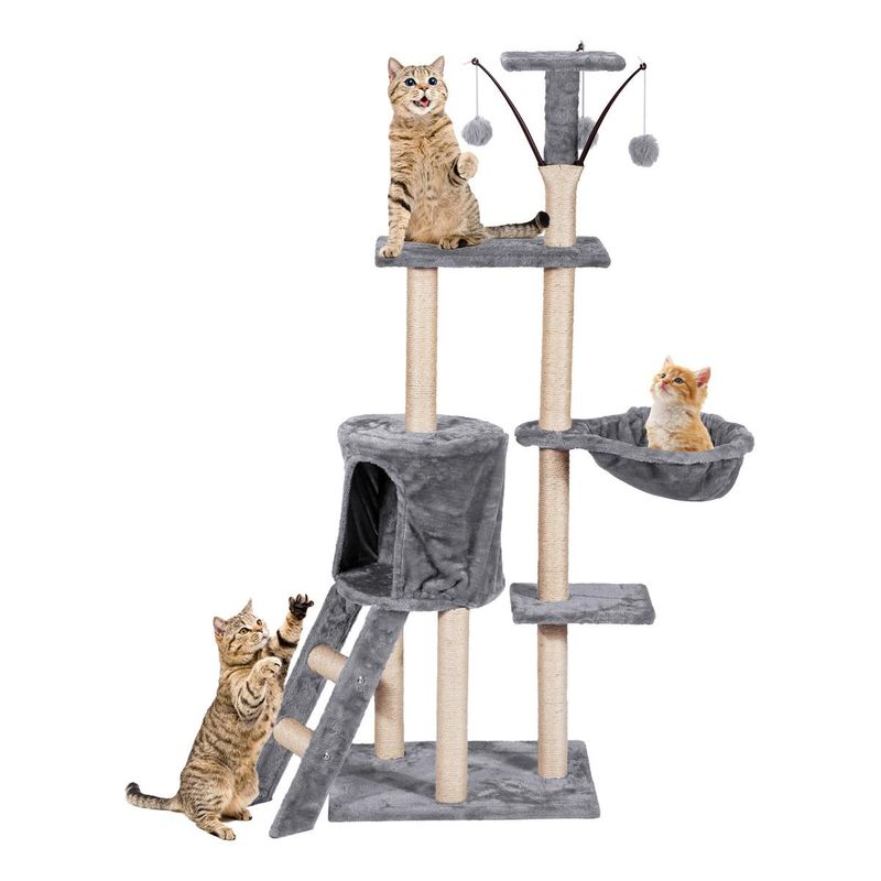 GENERICO - Torre Rascador para Gatos con Hamaca y Juguetes 138 cm