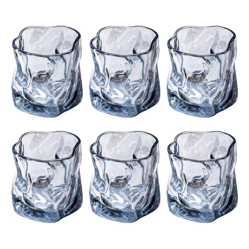 GENERICO - Set de 6 Vasos de Cristal Azul para Whisky 200ml