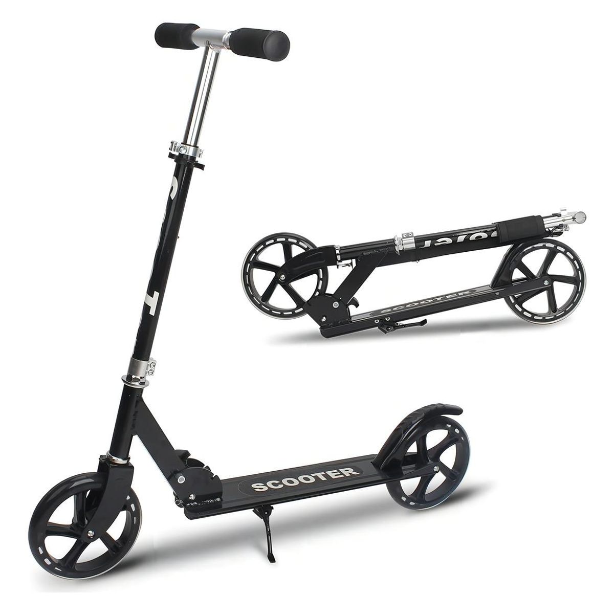 GENERICO - Monopatín Plegable de Metal con Ruedas de 200mm Negro