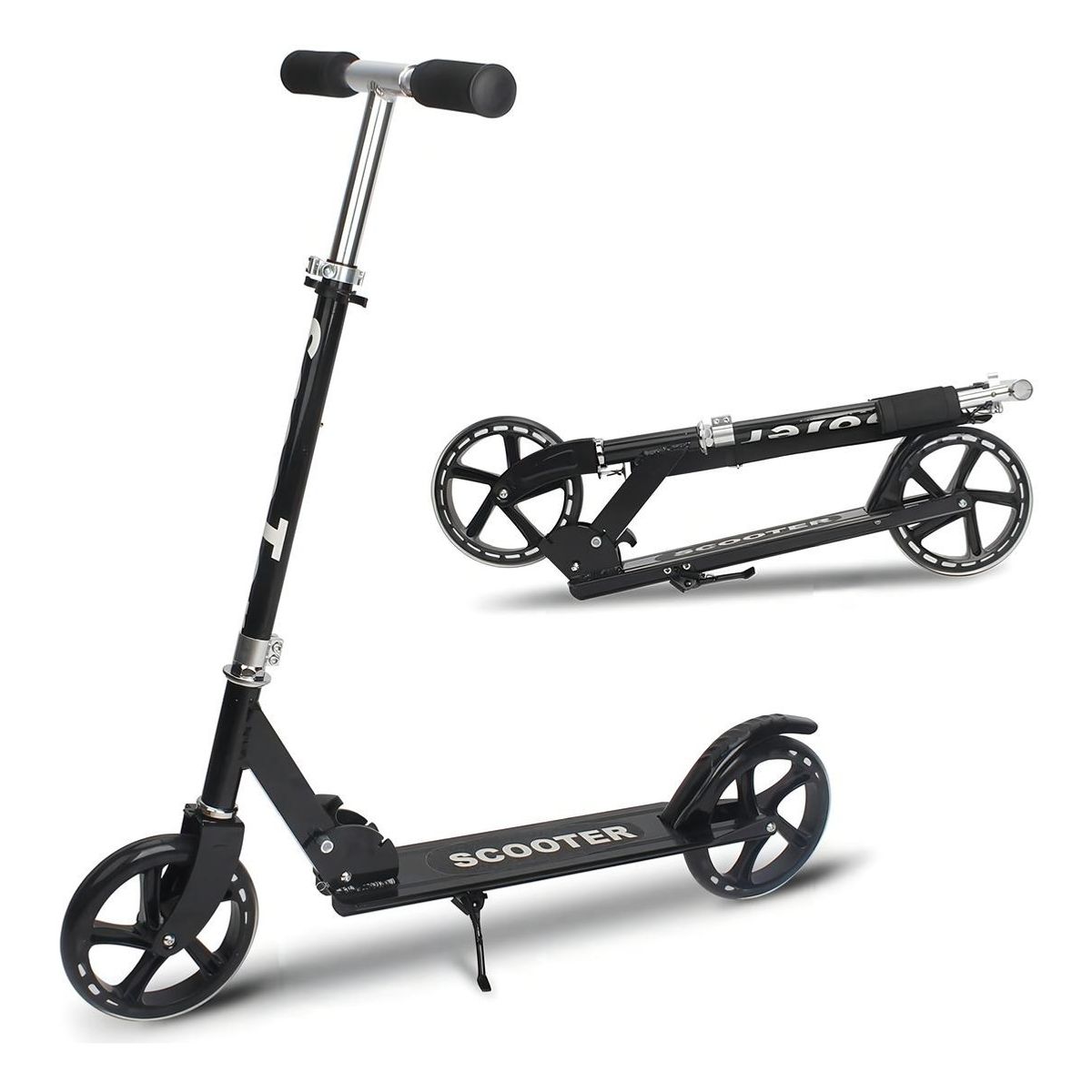 GENERICO - Monopatín Plegable de Metal con Ruedas de 200mm Negro