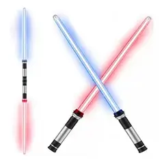 GENERICO - Espada Láser Retráctil LED Jedi 2 Unidades Multicolor