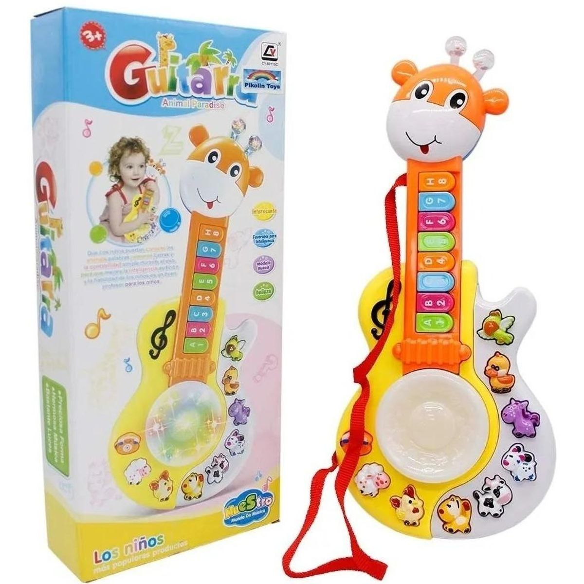 GENERICO - Guitarra Didáctica Jirafa para Bebés con Sonidos y Luces