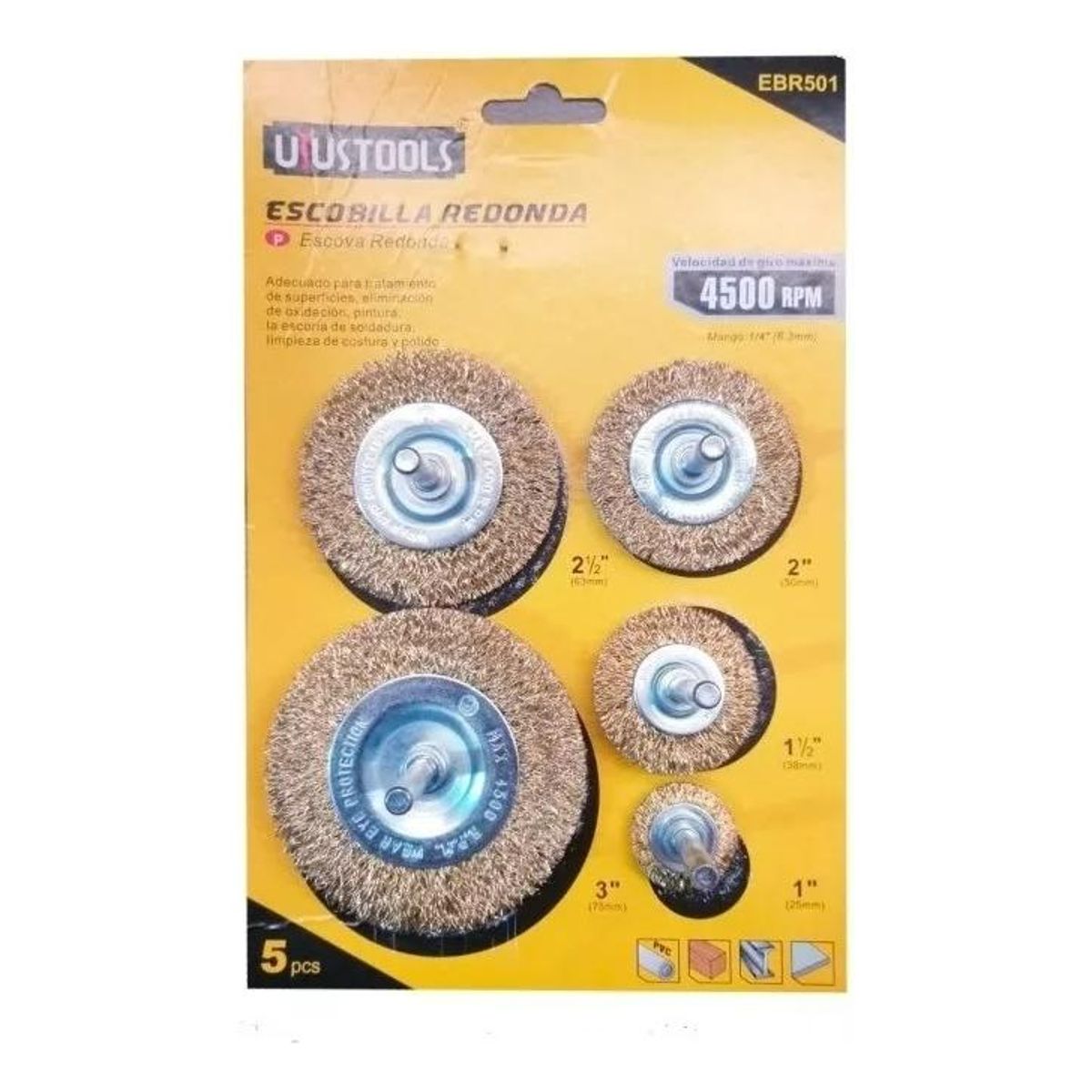 GENERICO - Kit de Escobillas de Alambre para Taladro 5 Piezas