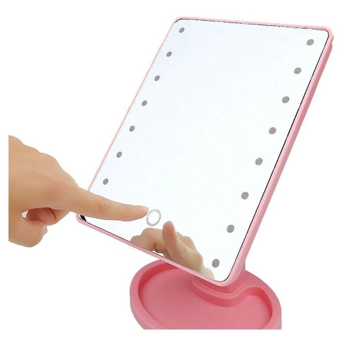 GENERICO - Espejo Giratorio con Luz LED Táctil Portátil de 22 Luces