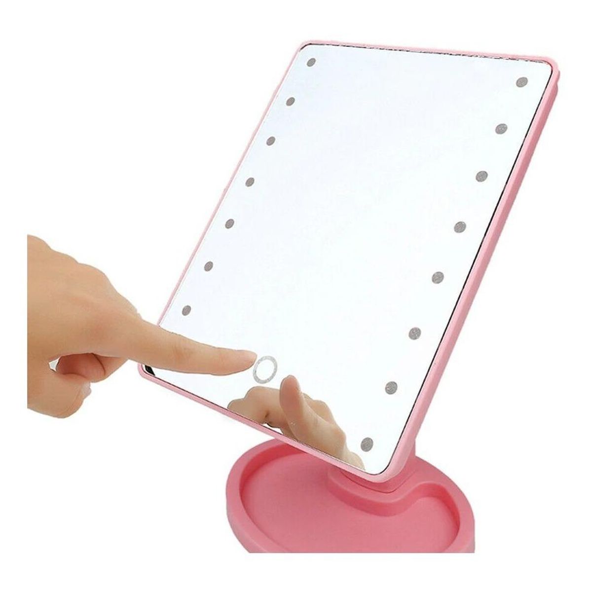 GENERICO - Espejo Giratorio con Luz LED Táctil Portátil de 22 Luces