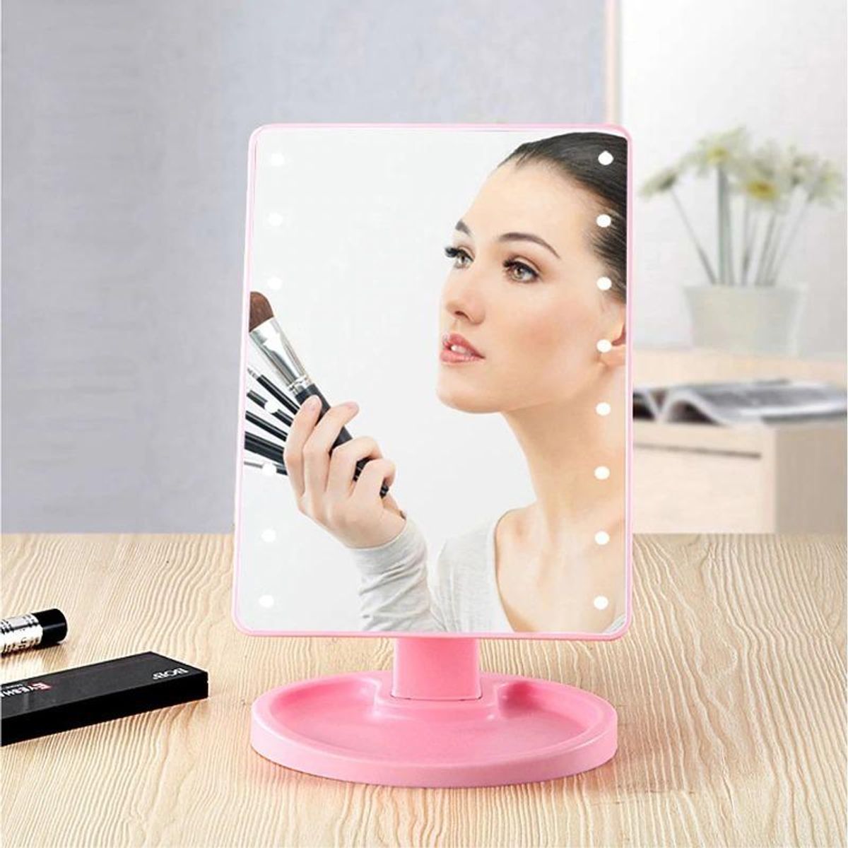 GENERICO - Espejo Giratorio con Luz LED Táctil Portátil de 22 Luces
