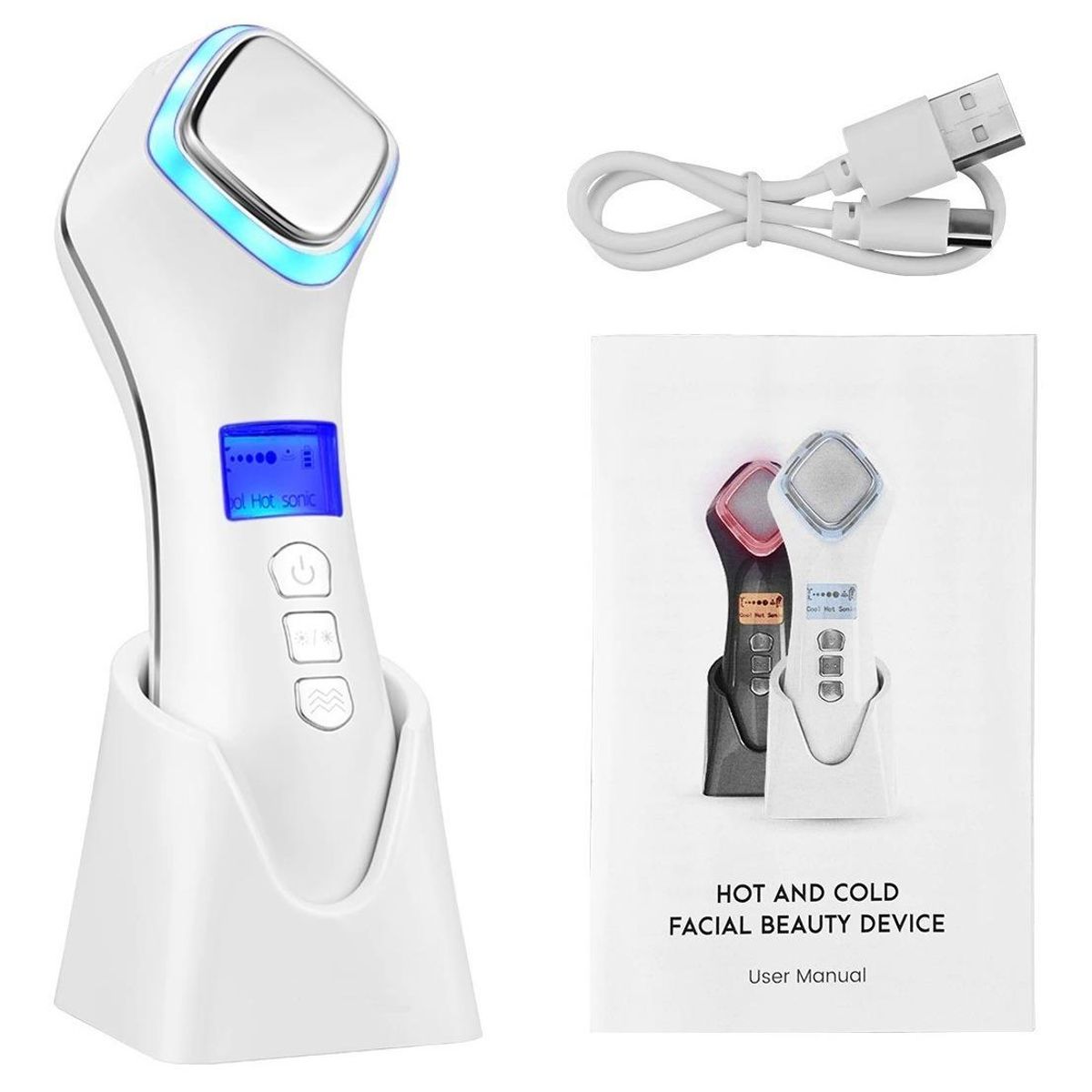 GENERICO - Masajeador Facial Eléctrico Ultrasónico con Crioterapia