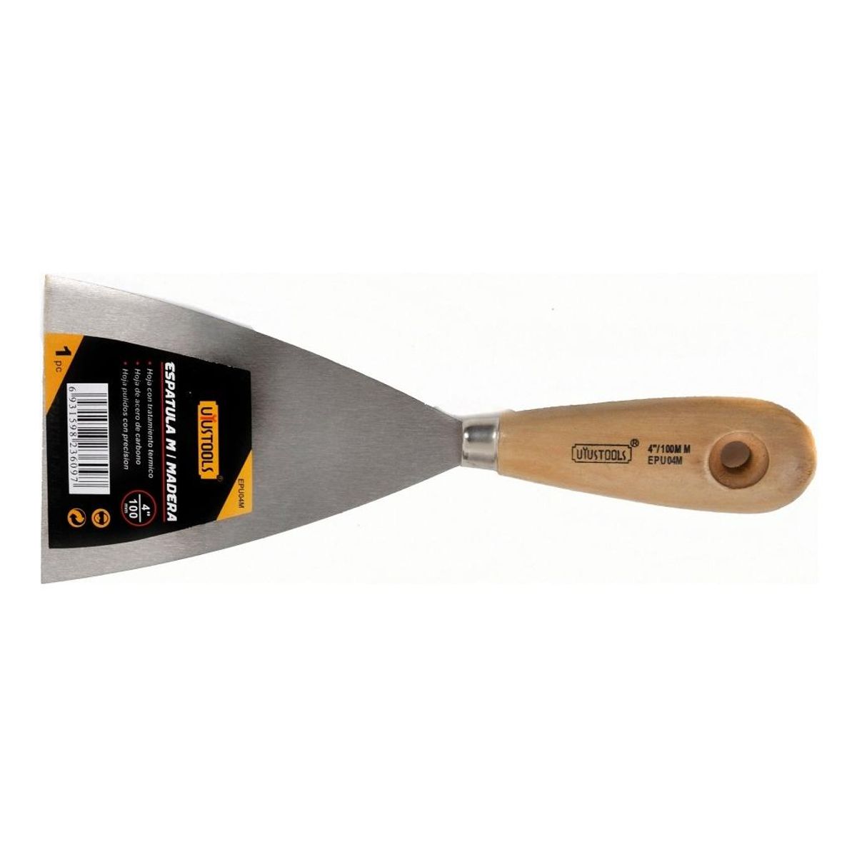 GENERICO - Pack de 2 Espátulas Rectas de 4 Pulgadas con Mango de Madera