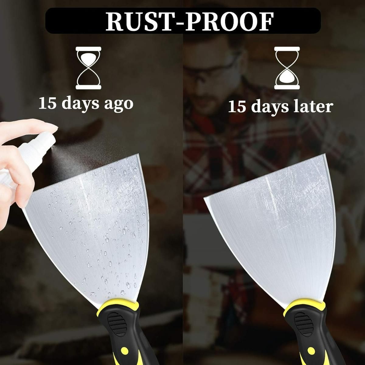 GENERICO - Pack de 2 Espátulas Rectas de 4 Pulgadas con Mango de Madera