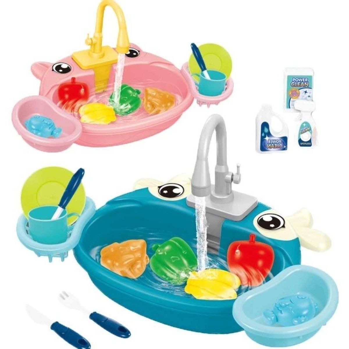 GENERICO - Fregadero de Juguete para Niños con Accesorios y Agua Circulante