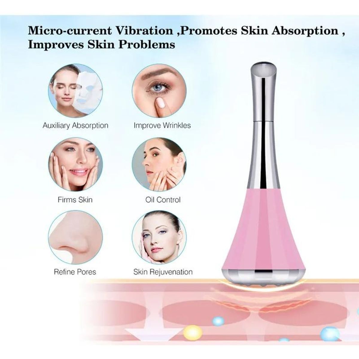 GENERICO - Masajeador Eléctrico Facial para Reducir Ojeras y Arrugas