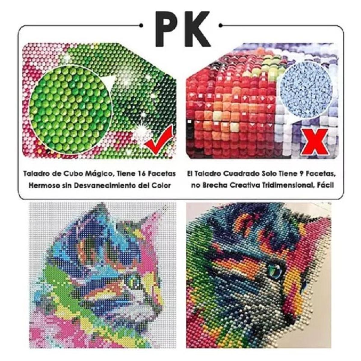 GENERICO - Juego de Pintura de Diamantes 5D Gatito Colorido
