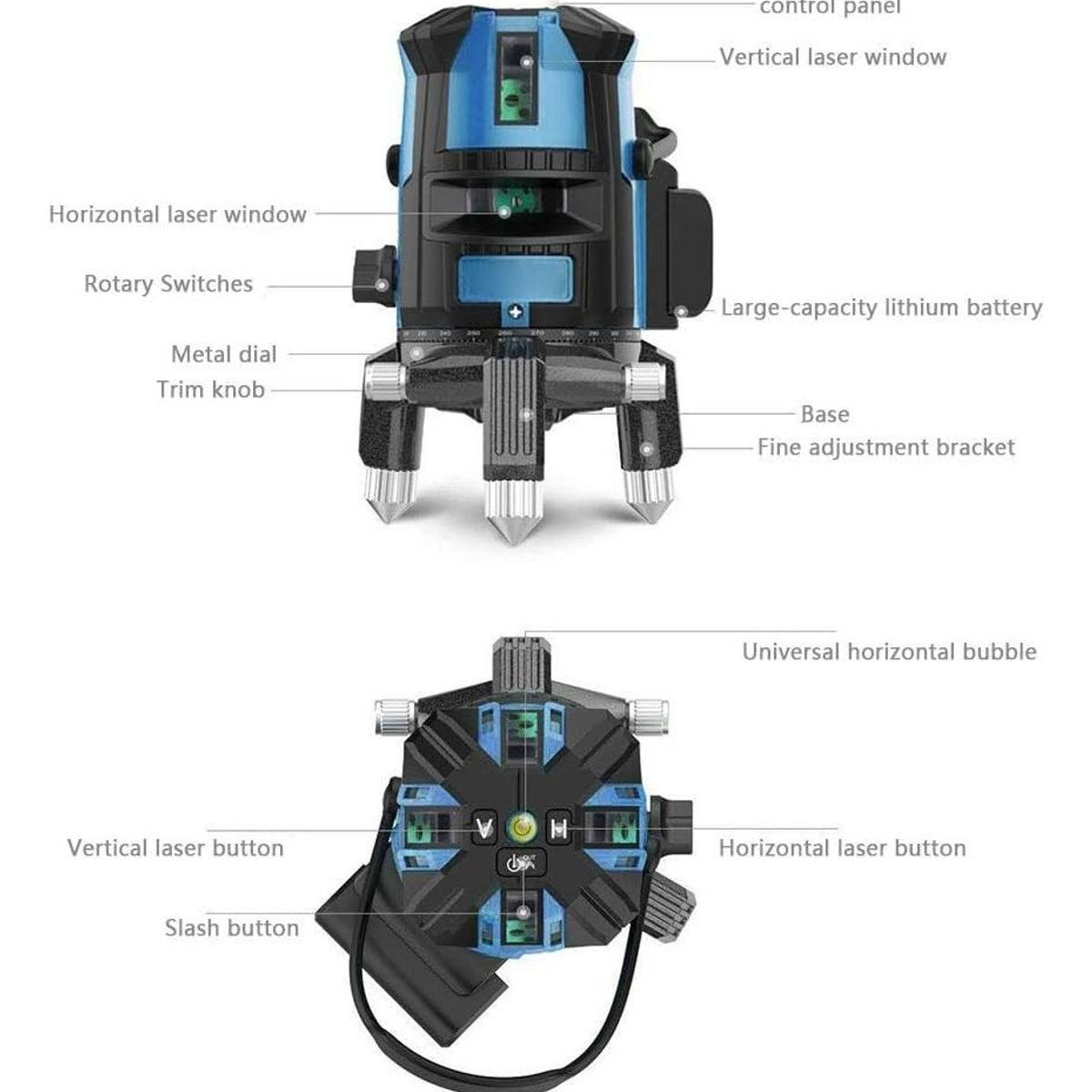 GENERICO - Nivel Láser Verde 360° con 5 Líneas y Nivelación Automática