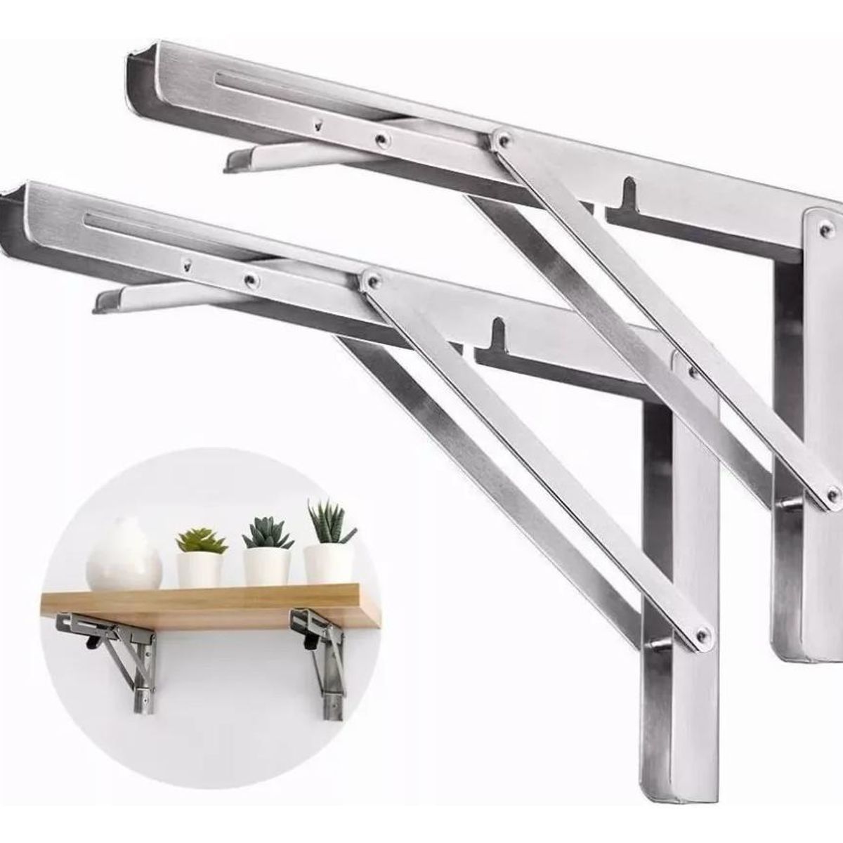 GENERICO - Set de 2 Escuadras Metálicas Abatibles de 30 cm