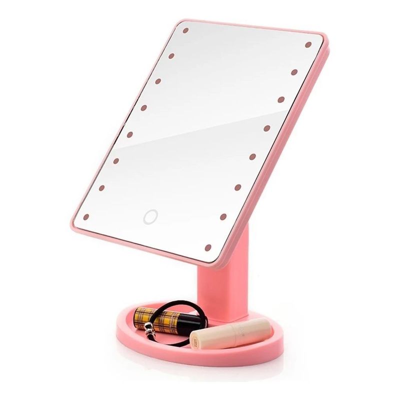 GENERICO - Espejo de Maquillaje Portátil con Luz LED Táctil Giratorio