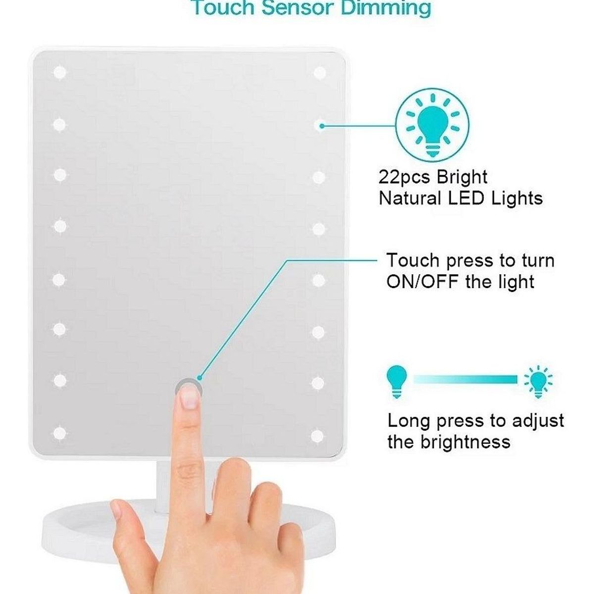 GENERICO - Espejo de Maquillaje Portátil con Luz LED Táctil Giratorio