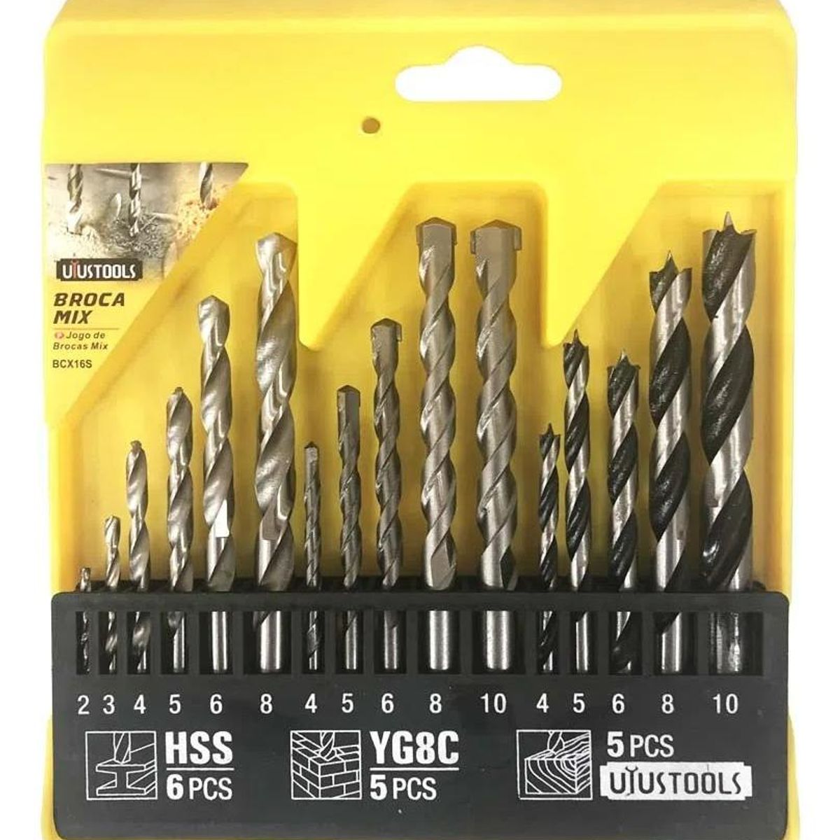 GENERICO - Kit de Brocas de 16 Piezas para Metal Madera y Concreto