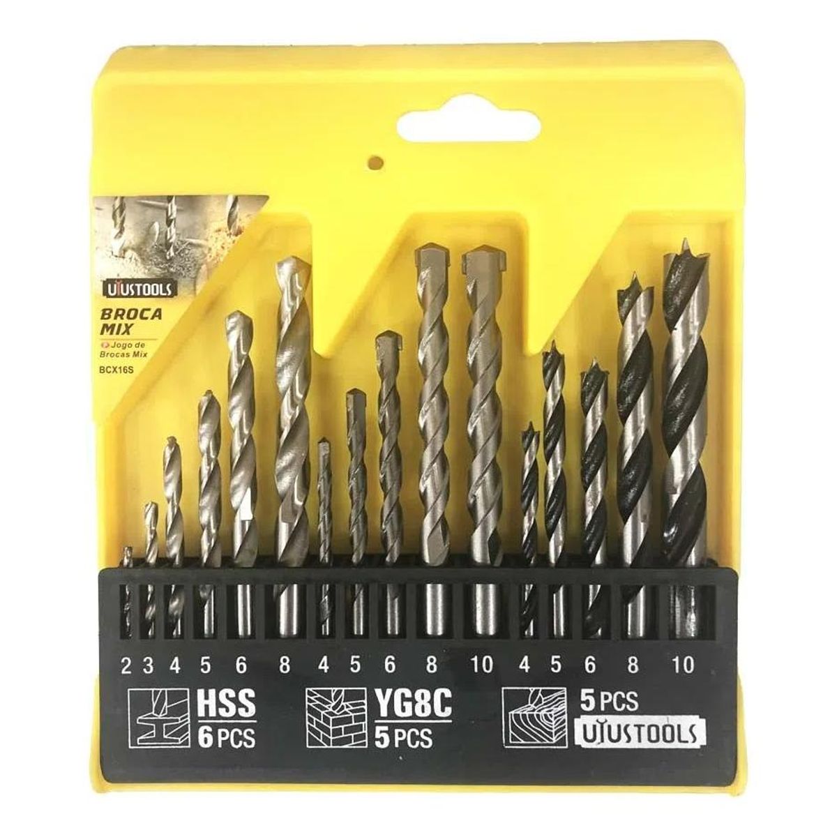 GENERICO - Kit de Brocas de 16 Piezas para Metal Madera y Concreto