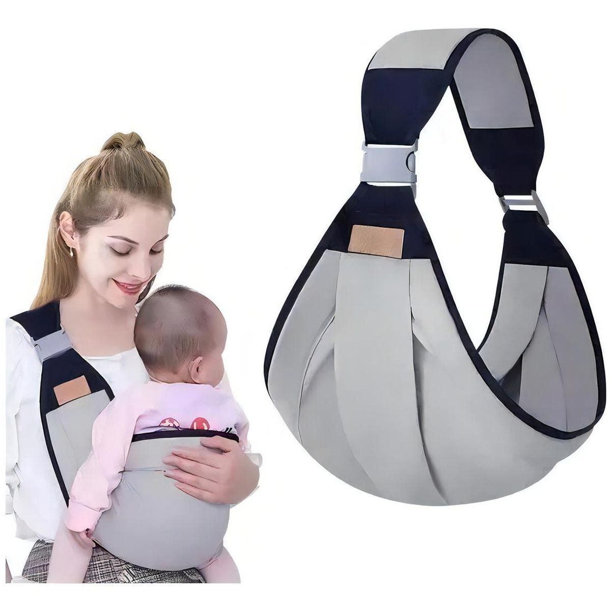 GENERICO - Porta Bebé Fular Canguro Ergonómico Color Gris