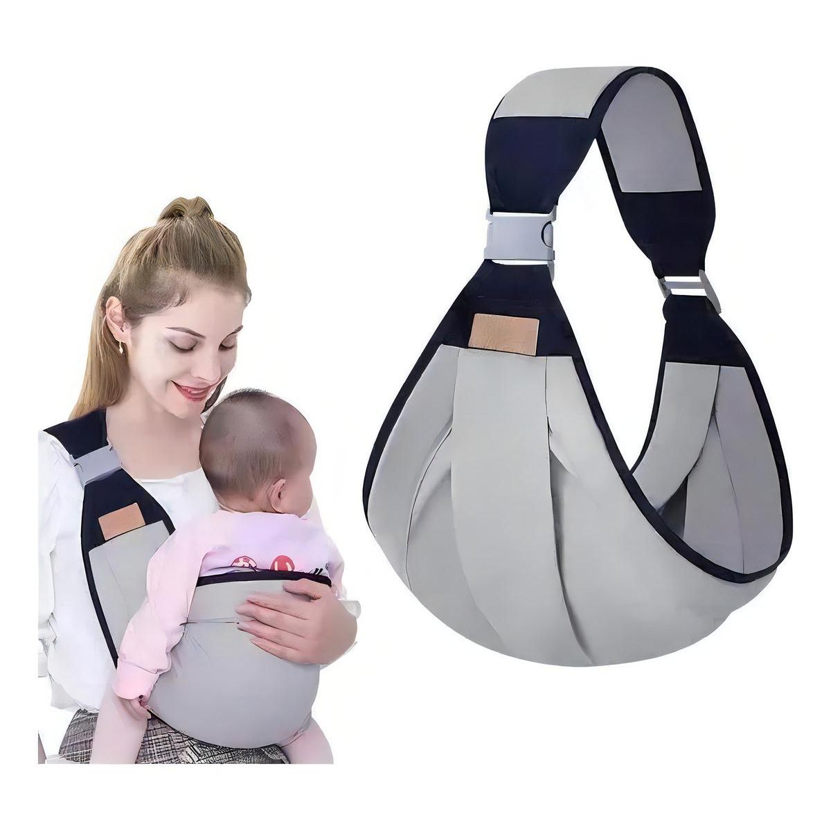 GENERICO - Porta Bebé Fular Canguro Ergonómico Color Gris