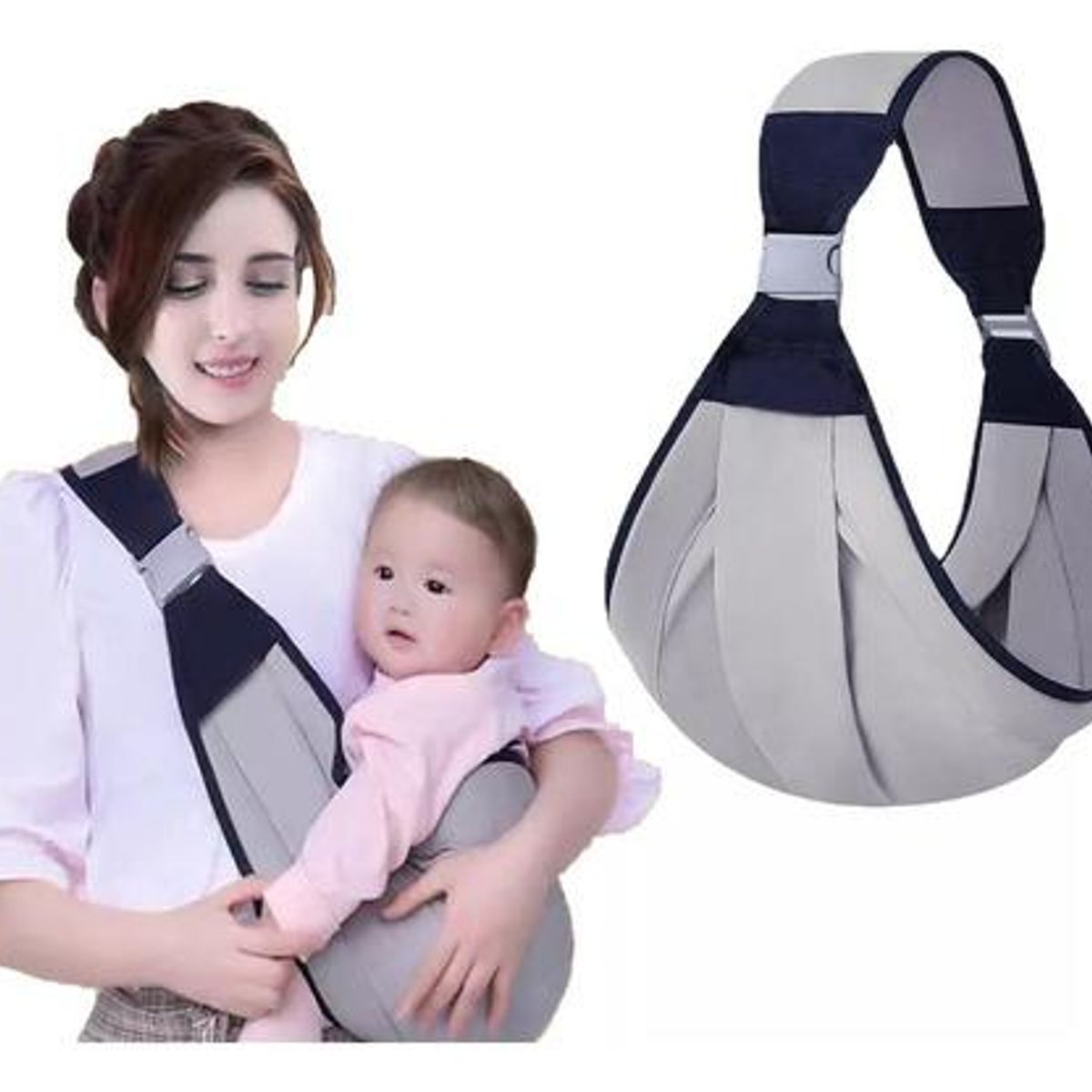 GENERICO - Porta Bebé Fular Canguro Ergonómico Color Gris