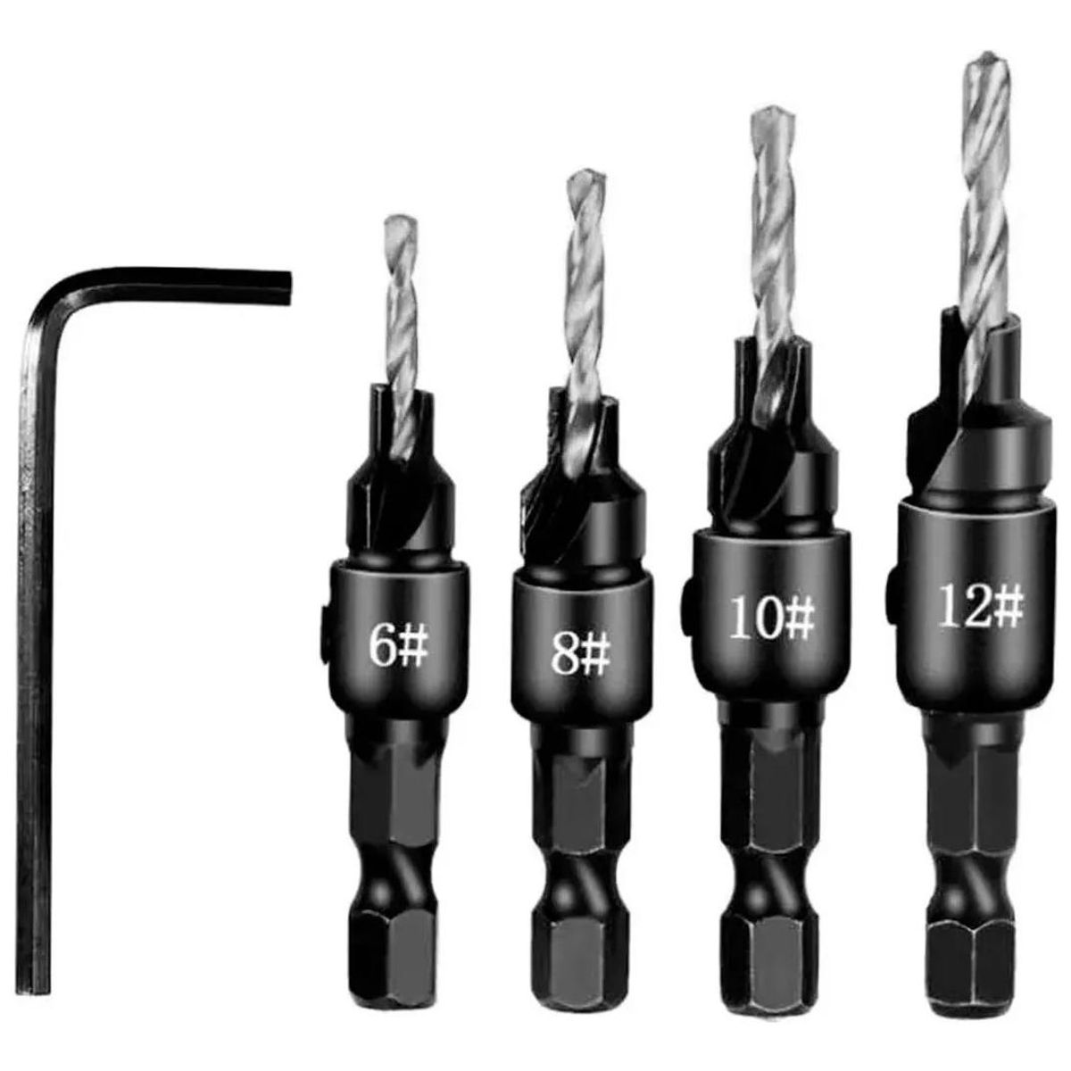 GENERICO - Set de Brocas Piloto y Avellanadoras de 4 Piezas