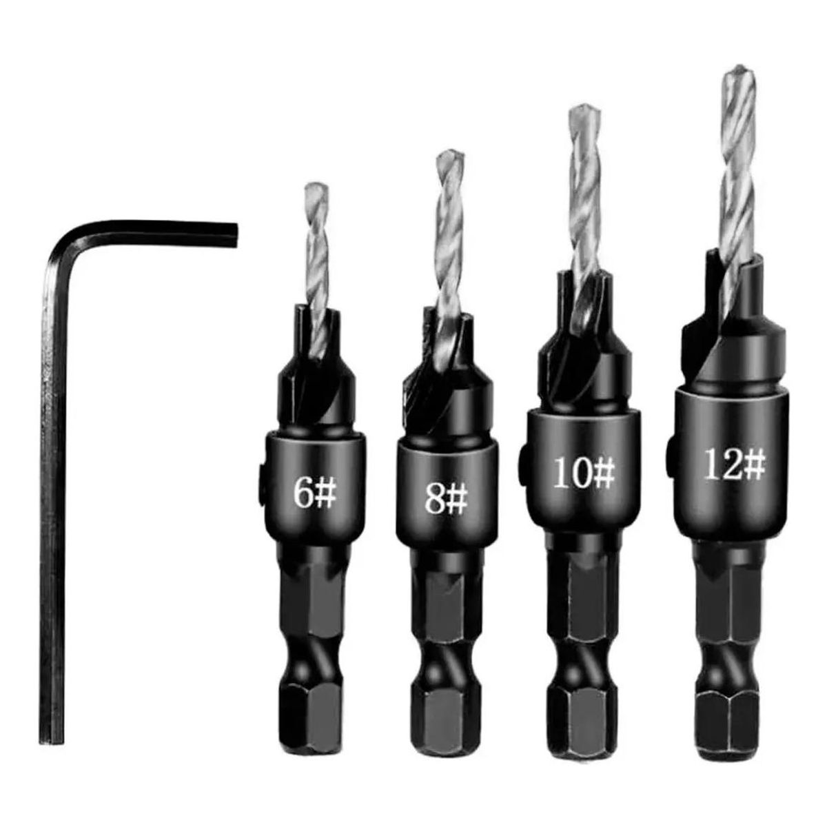 GENERICO - Set de Brocas Piloto y Avellanadoras de 4 Piezas