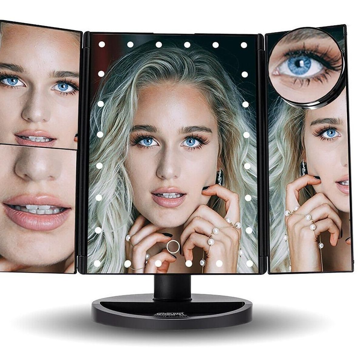 GENERICO - Espejo de Maquillaje LED con Aumento y Rotación 180 Grados