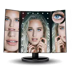 GENERICO - Espejo de Maquillaje LED con Aumento y Rotación 180 Grados